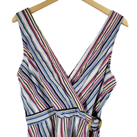 Speechless Linen Multi Color Striped Sleeveless V Neck Dress XL NWT - Picture 3 of 9